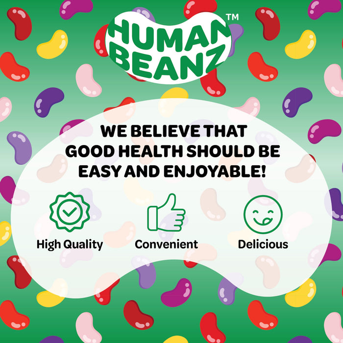 Human Beanz Probiotic Jelly Bean Gummies for Kids, Probiotic Supplements for Digestive Health, Nutritional Vegetarian Supplements, 120 Strawberry Blast Jelly Beans, Kosher