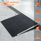 UOKRR Aluminum Threshold Ramp for Wheelchairs, 3.4-6.1" Rise Door Ramps for Doorways, 36" Portable Self Supporting Entry Handicap Ramp for Uneven Surfaces with a Non-Slip Thick Door Mat