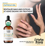 Organic Cuticle & Nail Oil - Repair, Revitalize & Hydrate Cuticles and Nails - Organic Spa Treatment - For Stronger Healthier Nails and Cuticles - 4 Fl Oz Glass Bottle with Glass Dropper