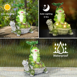 IOOOO Present for Women, Solar Outdoor Garden Decorations Lights Statues Turtle& Frog with Succulent and LED Lights Ornament,Unique Housewarming Present,Yard Christmas Decoration,Garden Statues