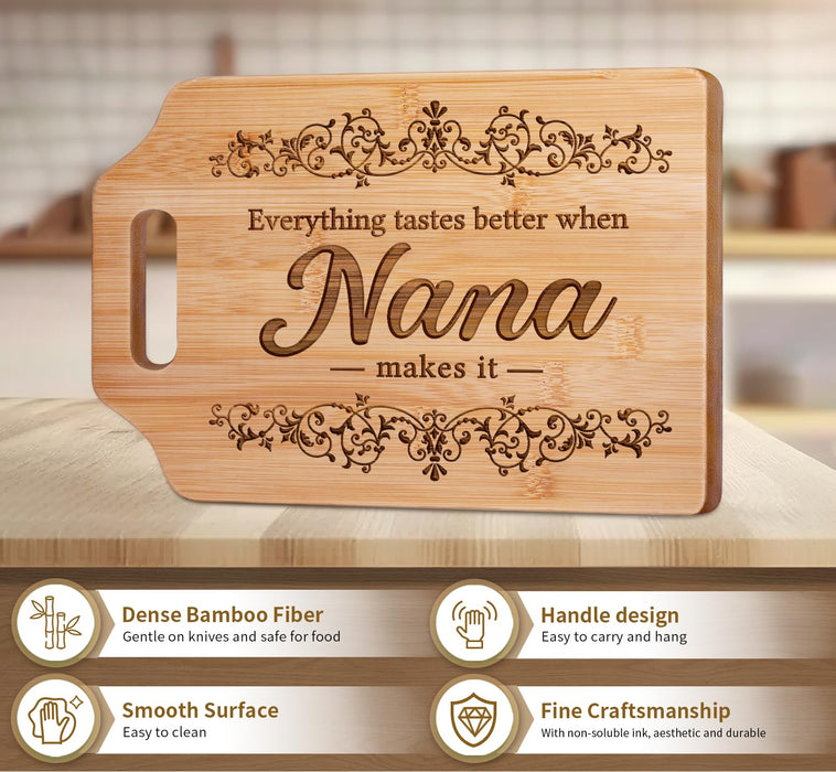 AceThrills Nana Gifts - Engraved Bamboo Cutting Board 12.3"L x 8.7"W x 0.4"Th - Nana Christmas Birthday Gifts for Nana, Nana Gifts from Grandkids