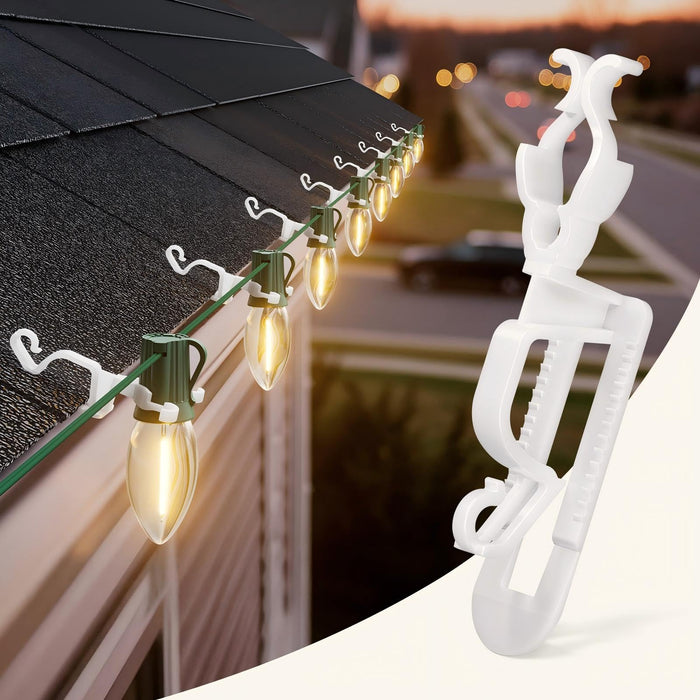 Christmas Light Clips, Shingle Gutter Clips for C7 C9 Lights, 100 Pack