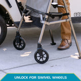 Able Life Locking Swivel Front Wheel Kit, 6-inch Replacement Rolling Walker Wheels for the Able Life Space Saver Walker, Stander EZ Fold-N-Go Walker, and Signature Life Elite Travel Walker, Set of 2