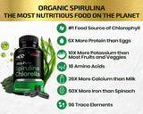 Organic Chlorella & Spirulina Powder Capsules – 3000 mg of Blue-Green Algae – Raw, Vegan Superfood – 100% Pure, Made in the USA