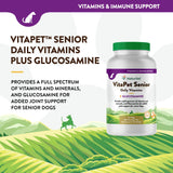 NaturVet VitaPet Senior Daily Vitamins Plus Glucosamine, Dog Multivitamin Supplement, Chewable Tablets, Time Release, Made in The USA with Globally Source Ingredients 180 Count