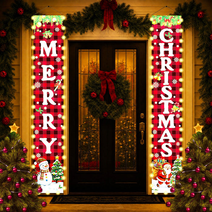 Mrsenloi Christmas Decorations Lighted Banner for Door, Snowman&Santa