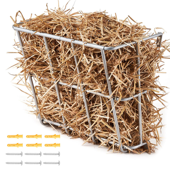 VEVOR Livestock Feeder, 18.5 Gallons Large Capacity, Heavy-Duty Steel Goat Hay Rack, 24.4" Long Wall Mounted Horse Hay Holder, Multiple Sided Feeding Rack for Sheep Farm Livestock Indoor Outdoor