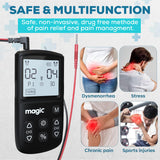 Tens Unit Muscle Stimulator Machine - Dual Channel Electronic Pulse Massager, Tens EMS Machine for Pain Relief Therapy with 10 Electrode Tens Unit Replacement Pads (2"x2")