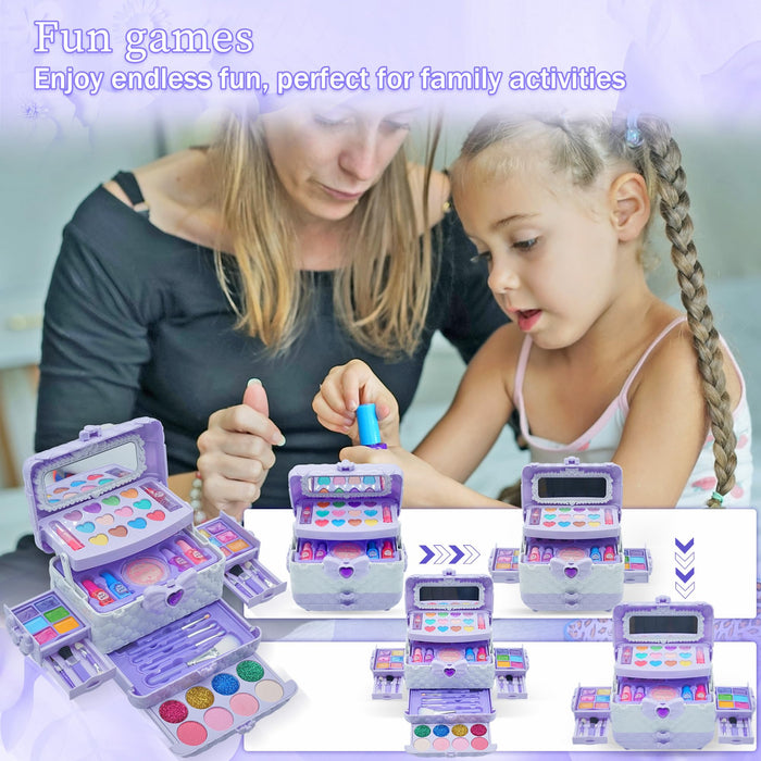 Kids Makeup Kit for Girl - 57PCS Kids Toys Make Up Set,Non Toxic & Washable Little Girls Toddler Toy,Princess Toys Play Makeup for Children Age 4-12 Years Old,Teen Christmas & Birthday Gifts (Purple)