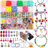 leitait Assorted Beads Bracelet Making Kit, 3000Pcs Flat Clay Beads Jewelry Making Kits, Christmas Birthday Gifts Toys for Girls Age 8-12