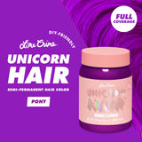 Lime Crime Full Coverage Unicorn Hair Dye, Pony (Violet Purple) - Damage-Free Semi-Permanent Hair Color Conditions & Moisturizes - Temporary Hair Tint Kit Has A Sugary Citrus Vanilla Scent - Vegan