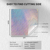 HTVRONT Holographic Glitter Permanent Vinyl for Cricut, 12" x 10ft Sparkle Silver Permanent Adhesive Vinyl, Easy to Weed & Transfer Christmas Glitter Vinyl Roll for Cricut, Crafts, Silhouette, Decal