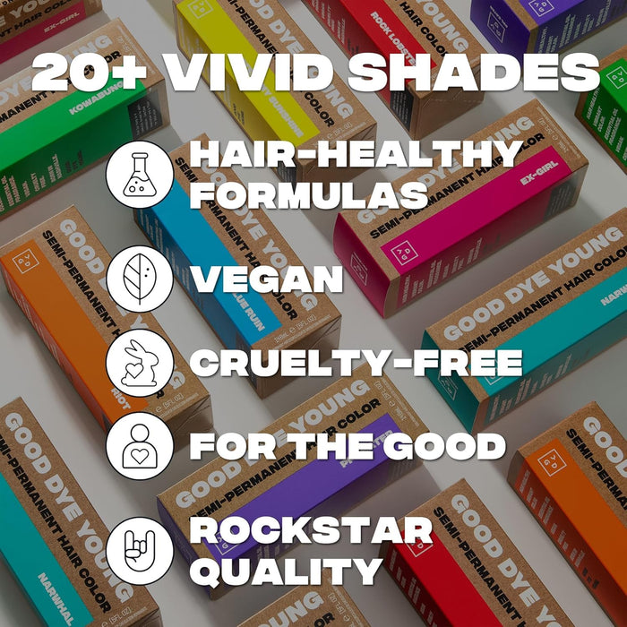 Good Dye Young Semi-Permanent Hair Color, Vegan and Cruelty-Free Magenta Pink Hair Dye, Last up to 24 Washes, Non-Damaging Conditioning Hair Color (5FL OZ, Live Laugh Love)