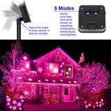 YAOZHOU Solar Christmas String Lights Pink Outdoor Waterproof 100 LED（2 Pack） 8 Modes Copper String Lights Fairy Lights for Valentine's Day Garden, Patio, Fence, Balcony, Outdoors(pink 2pcs