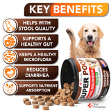 Super Poop Probiotics for Dogs - Dog Stool Softener - Fiber for Dogs Supplement - 6 Probiotics and Digestive Enzymes - Healthy Gut - Perfect for Firm Stool & Diarrhea Relief - 120 Chews