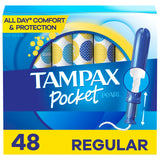 Tampax Pocket Pearl Tampons, with LeakGuard Braid, Regular Absorbency, Unscented, 48 Count Total (3 Packs of 16)