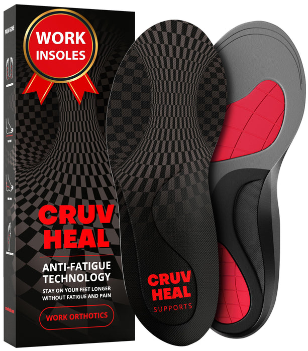 (New) Work Orthotic Insoles - Anti Fatigue Medium Arch Support Shoe Insert Men Women - for Plantar Fasciitis Flat Feet Leg - Relieve Foot Pain - Work Boot Insoles for Standing All Day (L, Gray)