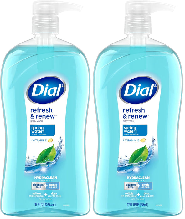 Dial Body Wash, Refresh & Renew Spring Water, 32 fl oz (Pack of 2)