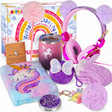 Unicorn Gifts for Girls Age 5 6 7 8 9 10+ Years Old, Birthday Gifts for Girls with 3.5mm Wired Headphone Plush Diary Purse Water Bottle, Unicorn Toys for Daughter Granddaughter Ages 6-8 on Christmas