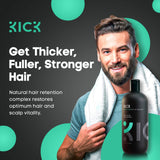 KICK Mens Shampoo - Sulfate Free Shampoo - Peppermint and Tea Tree Oil Shampoo - Anti Hair Loss Shampoo - Dry Scalp Shampoo for Thinning Hair - Natural Anti Dandruff Shampoo for Men - 509 ml - 17oz