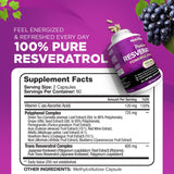 Nutrivein Resveratrol 1450mg - Antioxidant Supplement 120 Capsules – Supports Healthy Aging & Promotes Immune, Brain Boost & Joint Support - Made with Trans-Resveratrol, Green Tea Leaf, Acai Berry