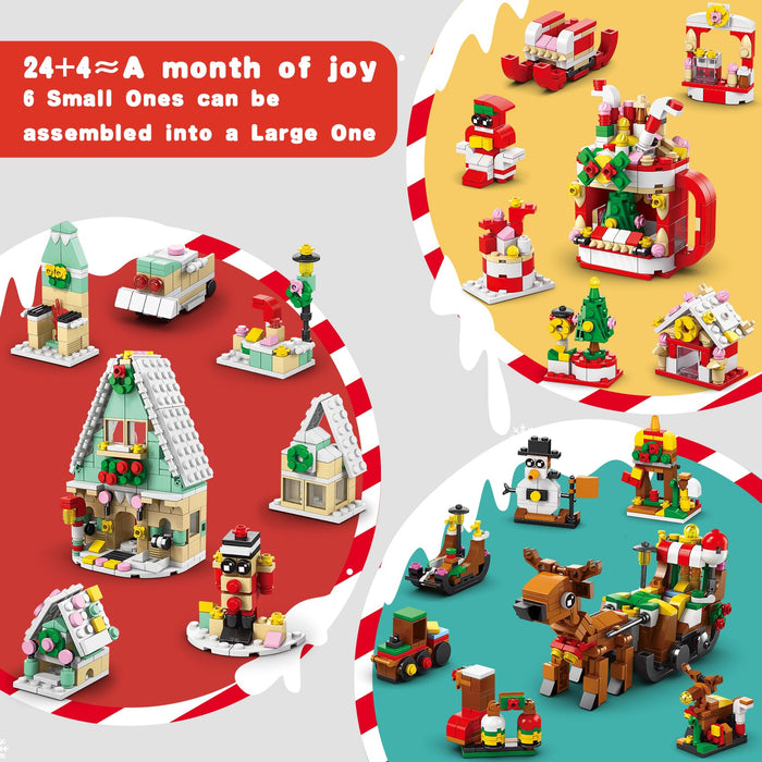 AEROQUEST Advent Calendar 2023 - Toy Building Sets for Christmas Holiday Countdown Building Block Sets for kids Toy Gift Idea to Adventure with Daily Collectible Surprises(Christmas Sleigh)