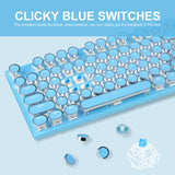 Typewriter Style Mechanical Gaming Keyboard,Retro Punk Gaming Keyboard with White Backlit, 104 Keys Blue Switch Wired Cute Keyboard with Detachable Wrist Rest,Blue Keyboard for Office/PC/Laptop