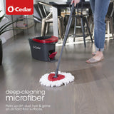 O-Cedar EasyWring Microfiber Spin Mop & Bucket Floor Cleaning System + 2 Extra Refills, Red/Gray