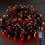 Twinkle Star 33FT 100 LED Halloween String Lights Orange, Plug in Black Wire Fairy Lights 8 Modes Waterproof Mini Light for Outdoor Indoor Christmas Tree Holiday Wedding Party Bedroom Patio Tree Decor