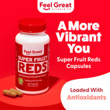 Feel Great 365 Superfruit Reds Supplement | Reds Superfood Antioxidant & Polyphenol Supplement | Anti-Aging Supplement | Acai Berry, Goji Berry, Noni, Mangosteen, Pomegranate, Blueberry & More