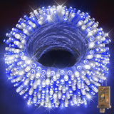 KNONEW 403FT 1000 LED Christmas Lights Outdoor String Light with 8 Modes and Timer Memory Waterproof Fairy Lights Decorations for Xmas Tree Yard Wedding Backdrop Decor(Blue and White)