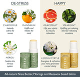 Scentered DE-Stress & Happy Aromatherapy Essential Oils Balm Gift Set - for Relaxation & Gratitude - All-Natural Blends of Rosemary, Cedarwood, Lemon, Grapefruit