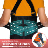 QIBODA Plus Size 2XL/3XL Work Back Brace with 2 Removable Suspender Straps, Back Posture Corrector for Heavy Lifting Safety Protector, Back Support Belt for Men Women in Construction, Warehouse Jobs