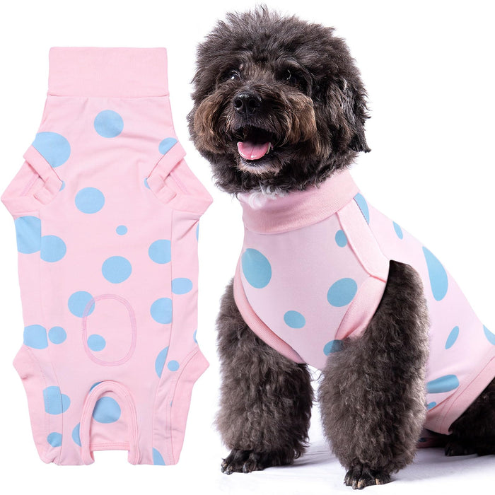 Comwish Dog Recovery Suit, Professional Dog Surgery Suit Post Spay, Neuter, Abdominal Surgical Suit for Male Female Dogs Can Pee, Prevent Licking Soft Breathable Cotton Covers Wound (Pink, Small)