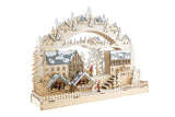 Clever Creations Wooden Christmas Advent Calendar, Countdown to Christmas, LED Holiday Decoration, Battery, Snowy Village