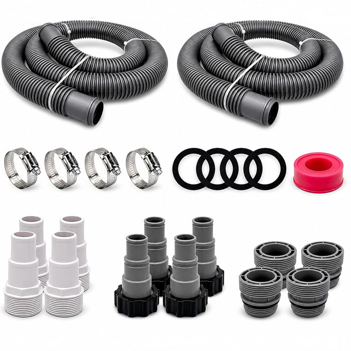 FibroPool Universal Pool Hose Install Kit - Fits 1.5 in Connections - 6 ft - Plastic & Alloy Steel