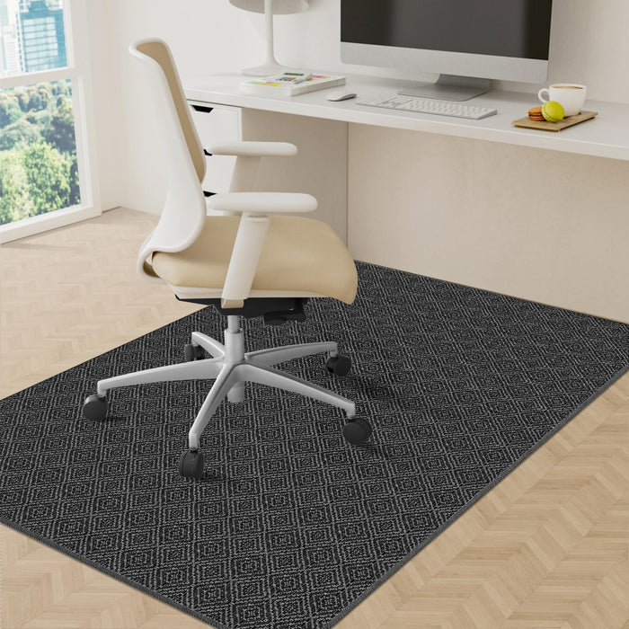 KMAT Office Chair Mat, 45x53in Heavy Duty Hardwood/Tile Floor Protector, Floor Mat Computer Desk Mat for Rolling Chairs, Work, Study, Office, Black