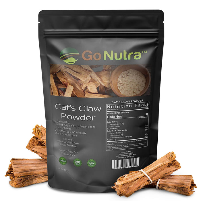 Go Nutra - Cat’s Claw Powder, Pure Cats Claw Herbal Supplement Wildly Harvested from Peru, All Natural UNA de Gato for Water, Tea, Juice, and More, Non-GMO, Gluten-Free, Vegan, 8 oz