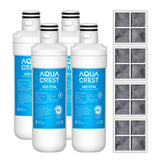 AQUA CREST LT1000PC ADQ747935 Refrigerator Water Filter and Air Filter, Replacement for LG® LT1000P®/PC/PCS, LMXS28626S, LFXS26973S, MDJ64844601, ADQ74793501, ADQ74793502 and LT120F®, 4 Combo