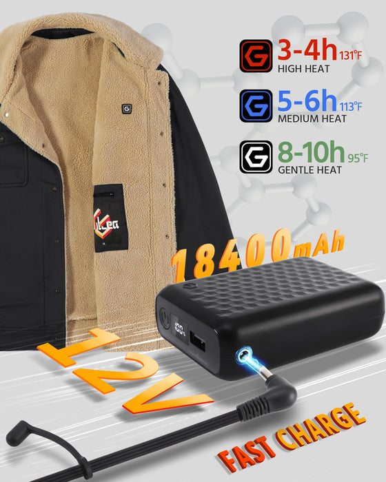 Men Heated Jacket Battery Pack Included Casual Fleece Lined Guy Christmas Xmas Birthday Gift Ideas Best Older Elderly Friend Coworker Unique Retirement Retired Appreciation Co Worker Adult