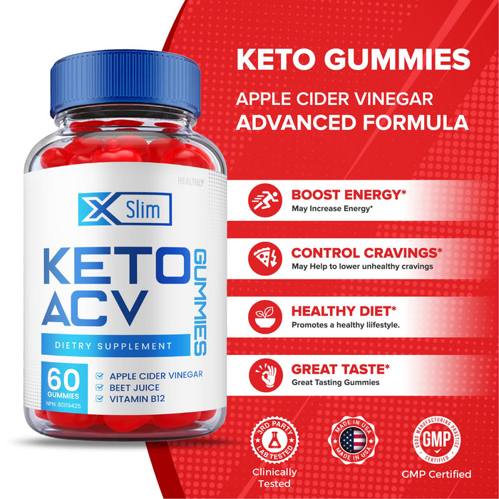 (3 Pack) Xslim Keto Acv Gummies, Xslim Keto Gummies, X Slim Keto Acv Gummies Weight Apple Loss Cider Apple Cider Vinegar Gummy Avc Xslim Keto Plus Acv Gummies, Vitamin B12, Beet Root (180 Gummies)