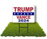 ECO Trump Vance 2024 Stars JD Donald 1 Double Sided 12x16 in Yard Road Sign w/Stand