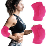 COMNICO Arm Brace Pads Elbow Protector Strap Pair, Breathable Anti-Collision Sponge Tendonitis Fitness Volleyball Basketball Tennis Golfers Knee Support Band for Kids Men Women Elderly(Rose red)