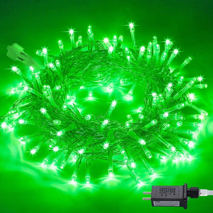 JMEXSUSS Connectable 100 LED Green Halloween Lights, 8 Modes Green Christmas Lights Plug-in, 33ft Clear Wire Green Christmas String Lights Indoor Outdoor Waterproof for Halloween Xmas