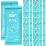 Timgle 200 Pcs Shower Body Wipes Individually Wrapped Face Hand Body Wipes Pearl Pattern Wet Shower Wipes with Aloe for Adults Bathing Cleaning Hiking Camping Travel Outdoor Sports (Blue Background)