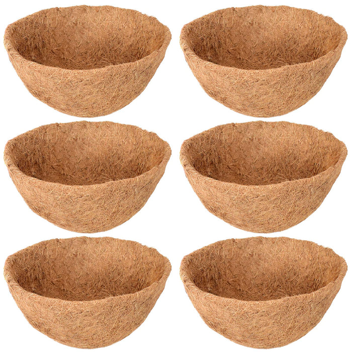 Legigo 6 Pack 14 Inch Hanging Basket Coco Liners Replacement, 100% Natural Round Coconut Coco Fiber Planter Basket Liners for Hanging Basket Flowers/Vegetables