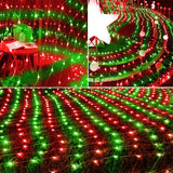 WATERGLIDE Outdoor Christmas Net Lights, 12FT x 5FT 360 LED Mesh String Light with 8 Lighting Mode, Connectable Waterproof Lights for Garden Tree Bushes, Holiday Wedding Party Decoration, Red & Green