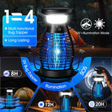 Solar Bug Zapper Outdoor, 4200V Effective Mosquito Zapper, Rechargeable Cordless Bug Zapper Outdoor with 4000mAh Battery, Portable Electric Fly Zapper for Patio, Porch, Garden, Kitchen