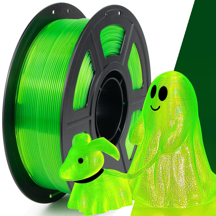 IEMAI Clear PETG Filament 1.75mm, High-Speed 3D Printer Filament at 50-600mm/s, Fluorescent Green Transparent Filament, 1kg/2.2lbs Spool, Perfect for Halloween and Christmas Decorations