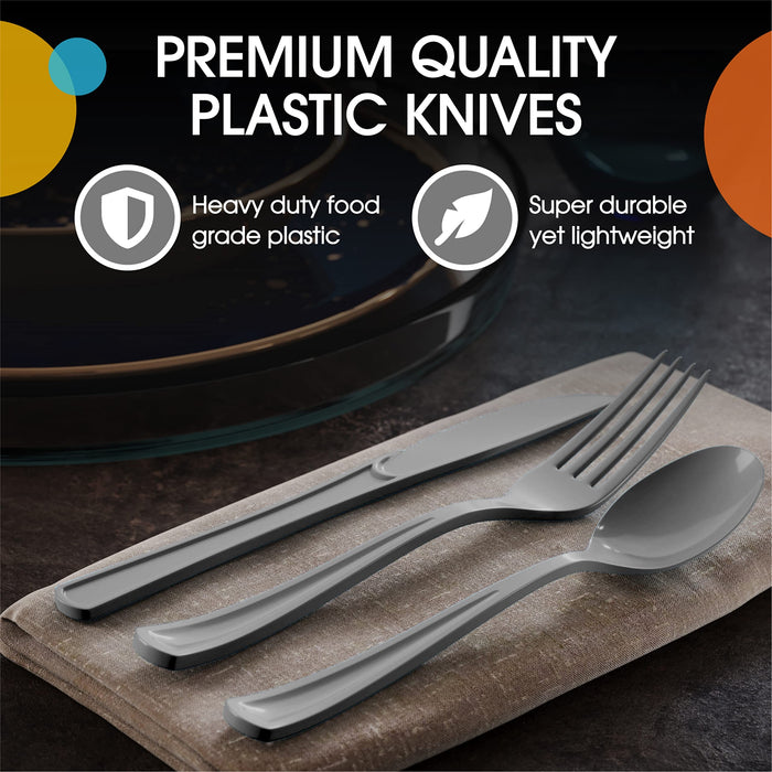 Disposable Silver Plastic Forks 100 Pcs - Heavy Duty Silver Plastic Disposable Cutlery - Silver Disposable Flatware, Silver Plastic Silverware, Plastic Forks Silver Exquisite